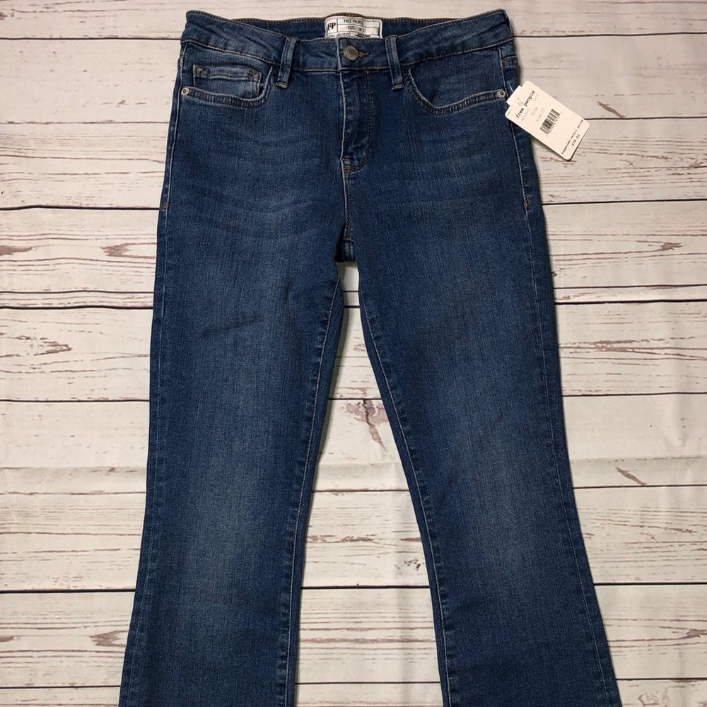 Free People Straight Crop Distressed Hem Jeans